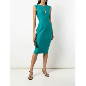 Zac Posen: Jujy Key-hole Sheath Dress In Teal - NEW